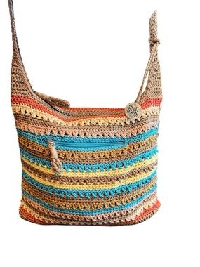The Sak Crochet Shoulder Bag Boho Hobo Multicolor Knit Slouchy Purse